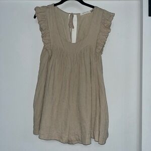 Women's Mustard Seed Beige‎ Ruffle Sleeve Romper Size S